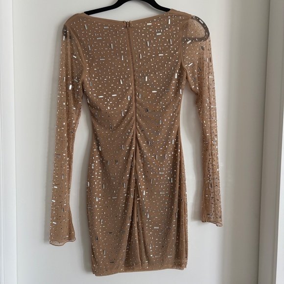 Windsor Long Sleeve Rhinestone Mesh Mini Dress - Picture 4 of 4